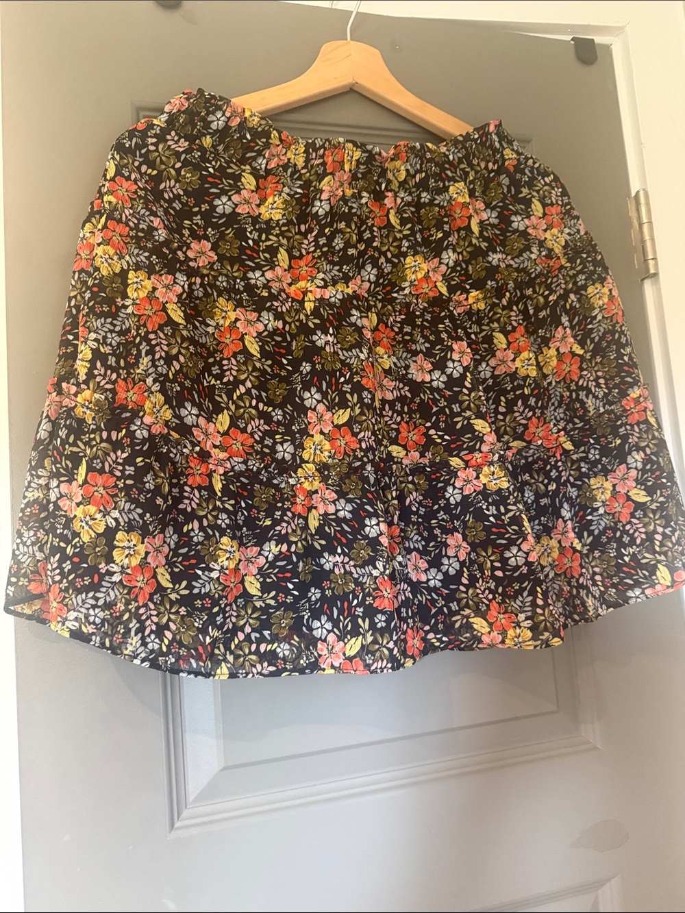 Women's Navy Floral Tiered Skirt